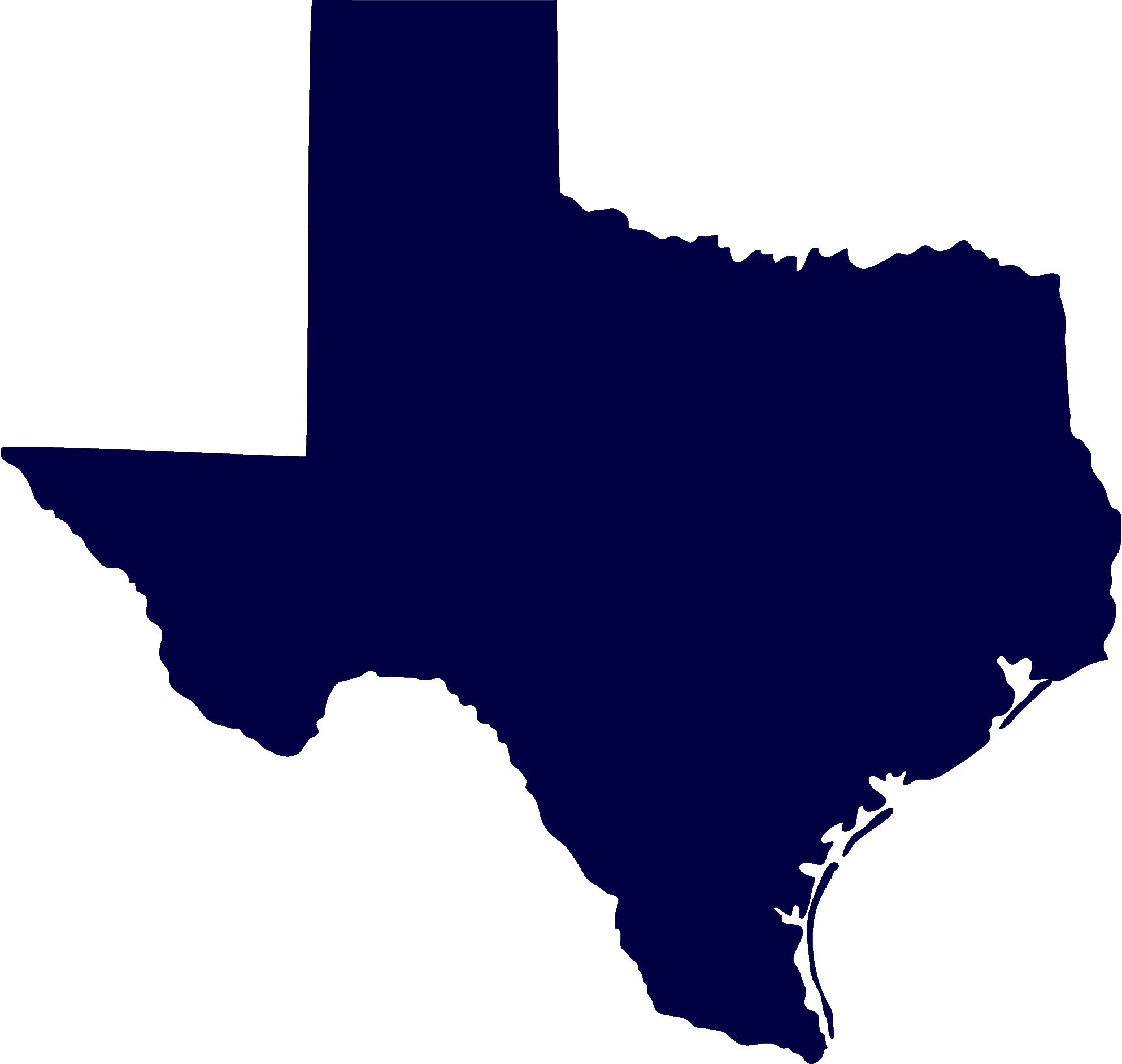 The state of texas is shown in blue.