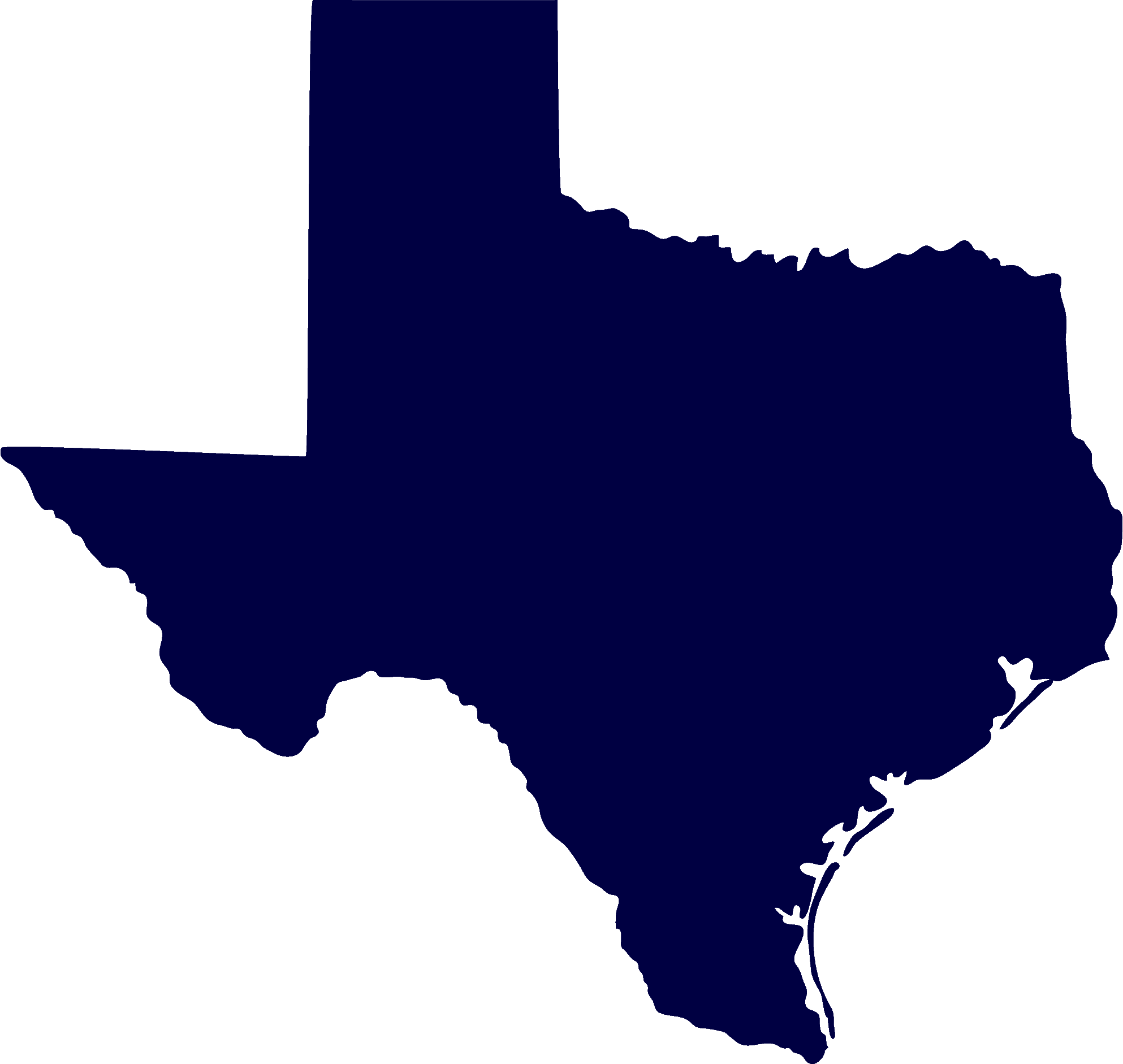 The state of Texas is shown on a white background representing home.